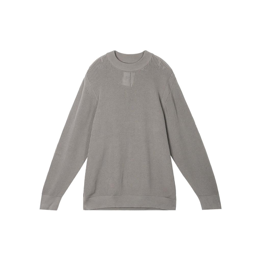 Nike Solid Round Neck Long Sleeve Knit Sweater Men Sweaters Wolf-Grey DN4102-012