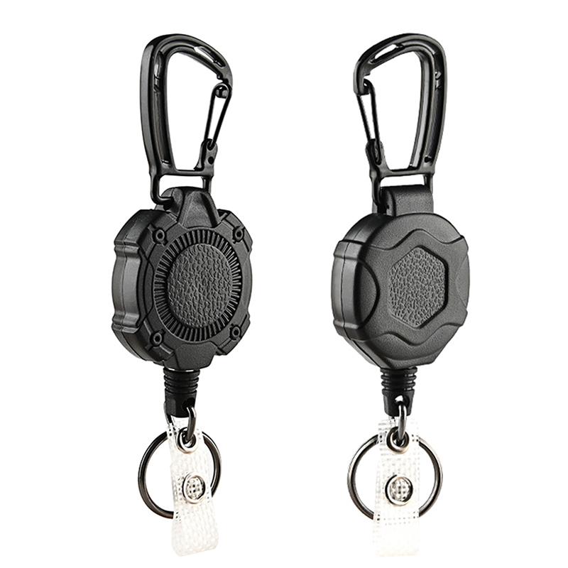1Pc Anti-Theft Metal Easy-To-Pull Buckle Elastic Keychain Retractable Key Ring