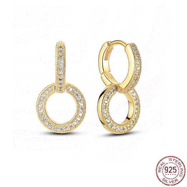 Серьги из стерлингового серебра 925 пробы, настоящее большое сердце, циркон, круглые серьги-кольца для женщин, модные серебряные серьги, ювелирные изделия, подарок