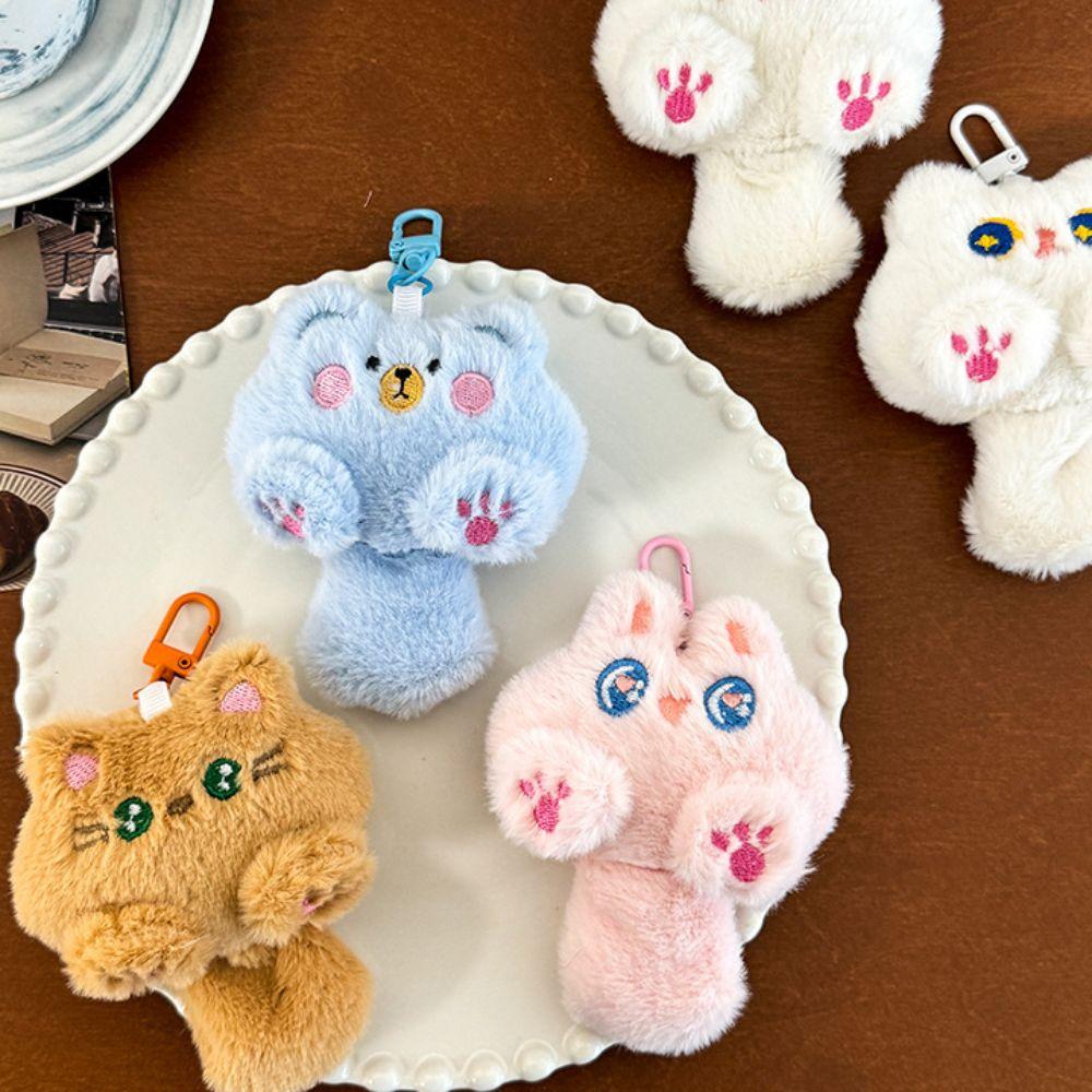 Stuffed Coffee Cat Plush Keychain Pink Claw Animal Plush Key Chain Friends Birthday Gifts