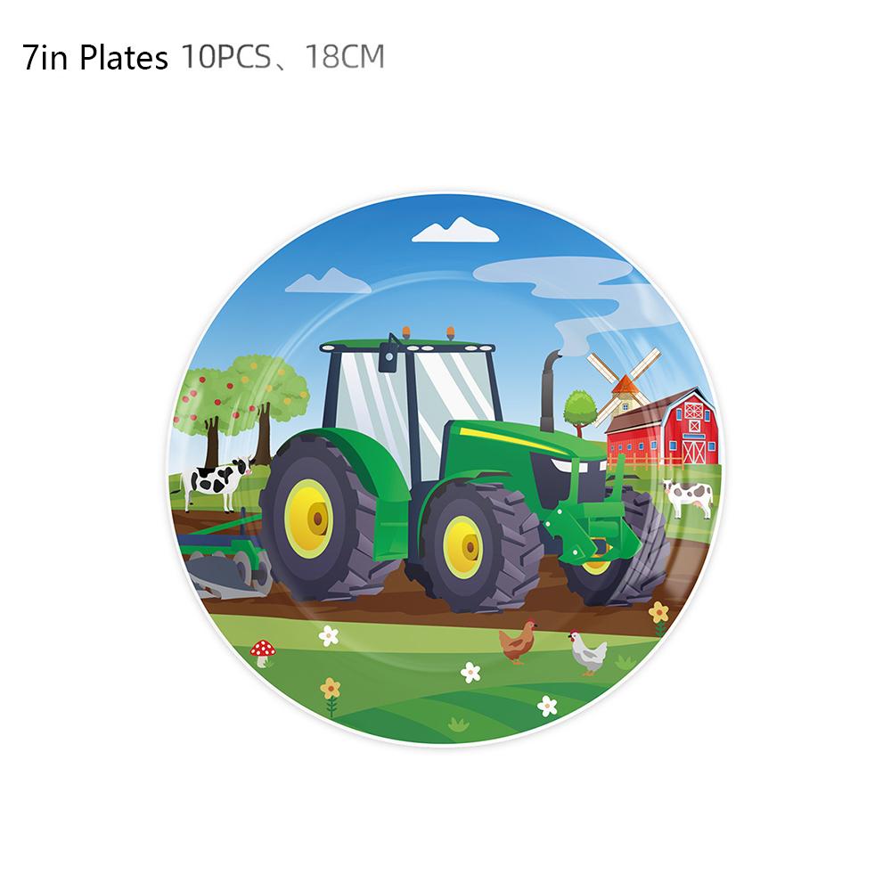 New 51PCS Farm Tractor Party Tableware Included Plates, Cups, Napkins, a Tablecloth