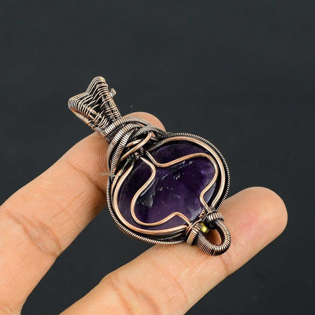 Ювелирные изделия обруча медной проволоки драгоценной камня аметиста Хандмаде привесные для подарка