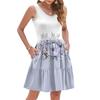 Women's Summer Fashion Casual V-neck Pleated Patchwork Vintage Floral Print Sleeveless Pocket Vest Dress