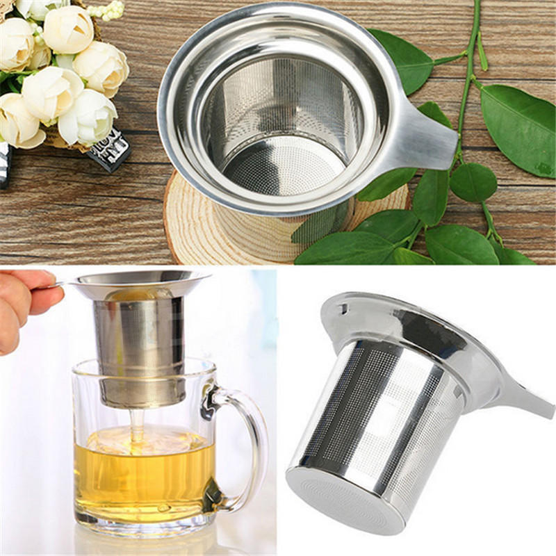 Stainless Steel Tea Filter Basket Mesh Cup Reusable Strainer Herbal Locking Tea Filter