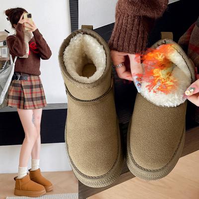 Зимние женские короткие плюшевые теплые зимние ботинки повседневная обувь новые замшевые ботинки челси ботильоны на плоской подошве женские ботинки на платформе размер 36-41