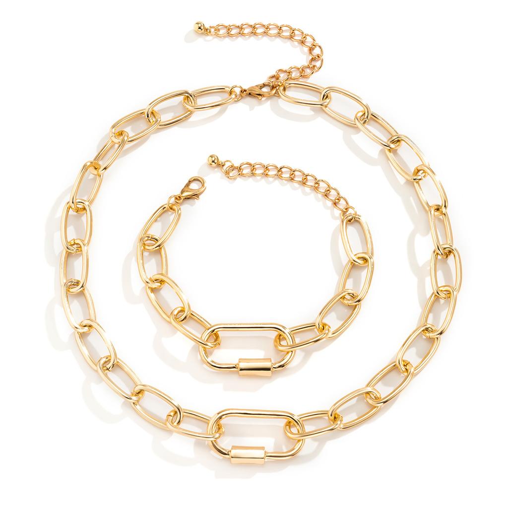 Аксессуары, Простой крест, Толстая цепь, Набор ожерелья и браслета для женщин, Панк, Полые металлические изделия