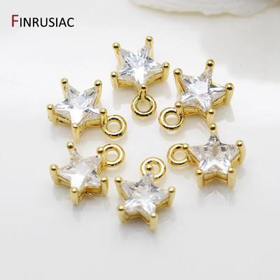 Позолоченная латунь 14K Металлическая форма звезды Кристальный подвеска-шарм Для DIY изготовления ювелирных изделий Ожерелья Серьги Фурнитура Аксессуары