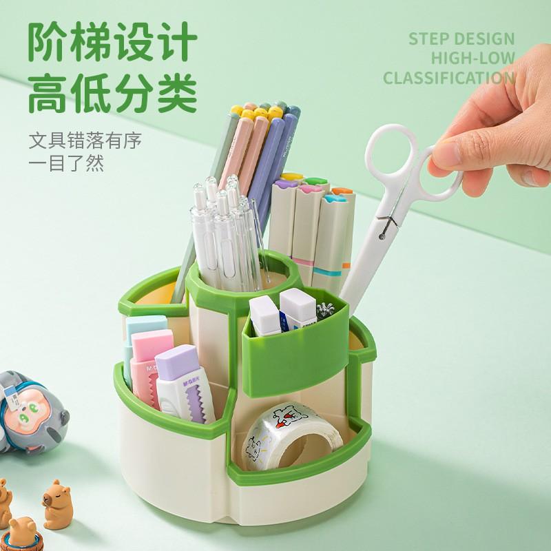 360 Degree Rotating Pen Holder Desk Organizer Girls Students Large Capacity Stationery Storage