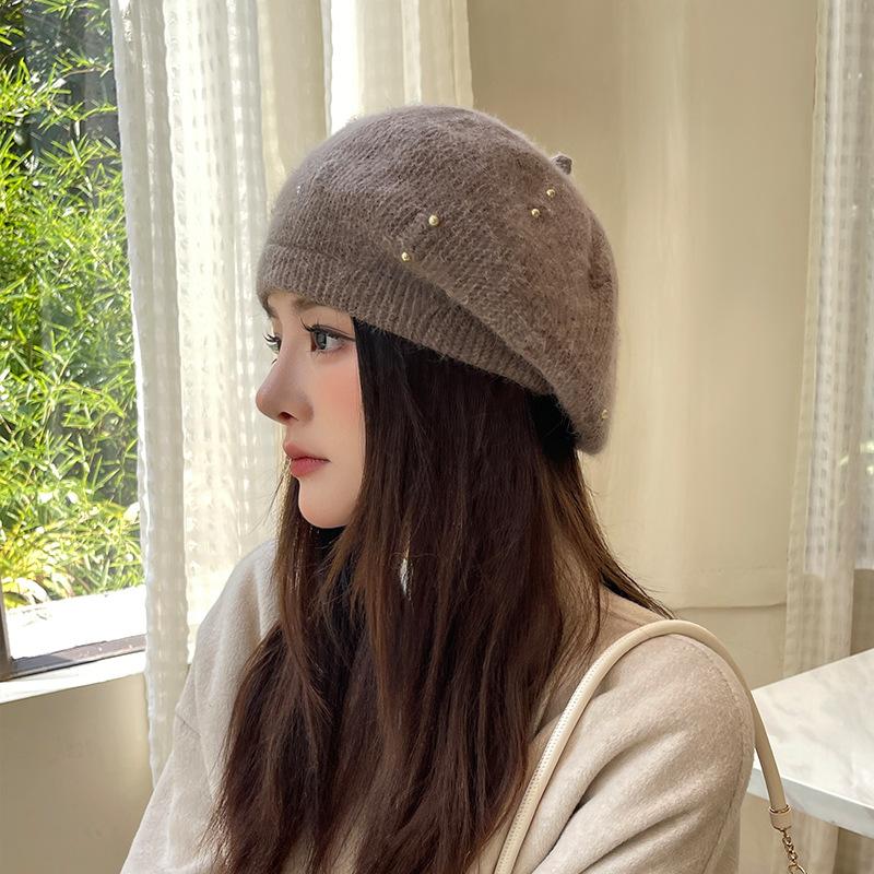 Зимняя теплая шапка, термошапка, женская, берет, эластичная, трикотажная, однотонная, мягкая, плотная, ветрозащитная, декоративная