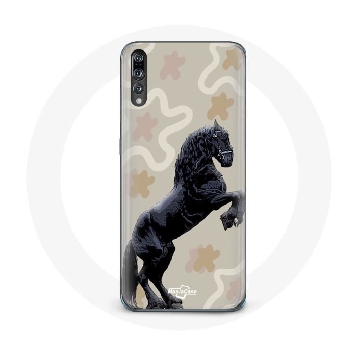 Coque pour Huawei P20 - MANIACASE - Frison Noir - Rigide - Protection - Mixte