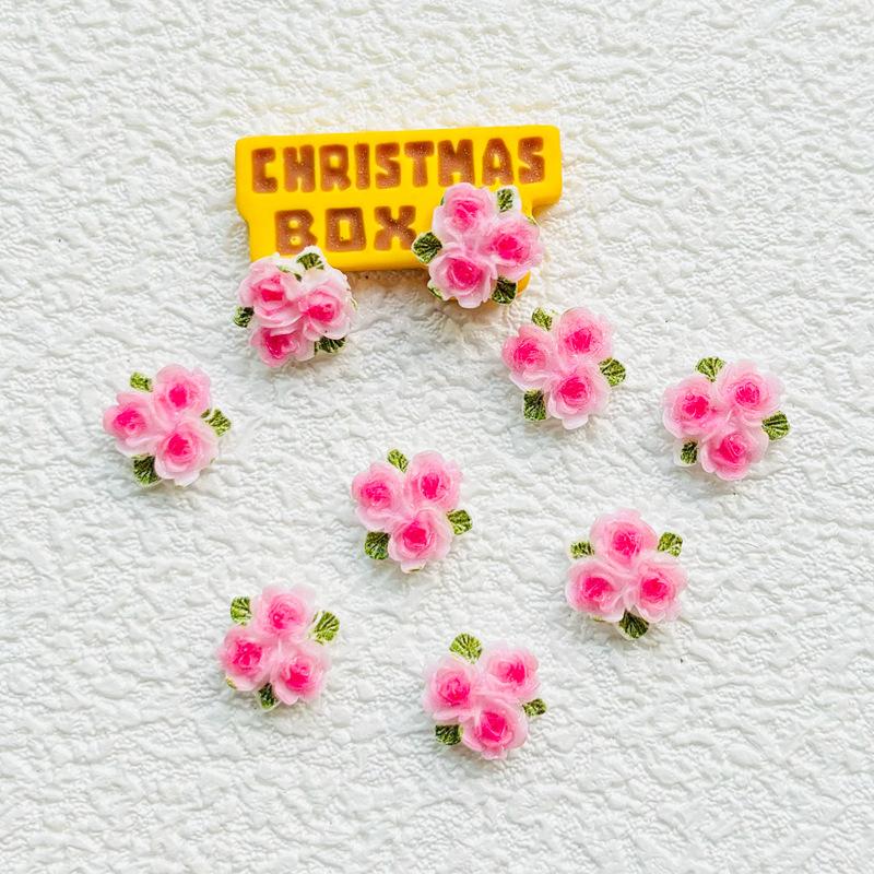 50 Pcs New Cute Mini Resin Cartoon Three Pink Peach Blossoms Flatback Ornament Jewelry Making Manicure Hairwear Accessories A42