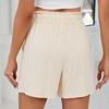 Женские летние шорты, однотонные хлопковые и льняные модные свободные повседневные шорты с высокой талией