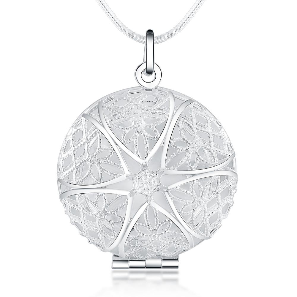 Ожерелье с круглым ажурным кулоном из стерлингового серебра 925 пробы, свадебные ювелирные изделия