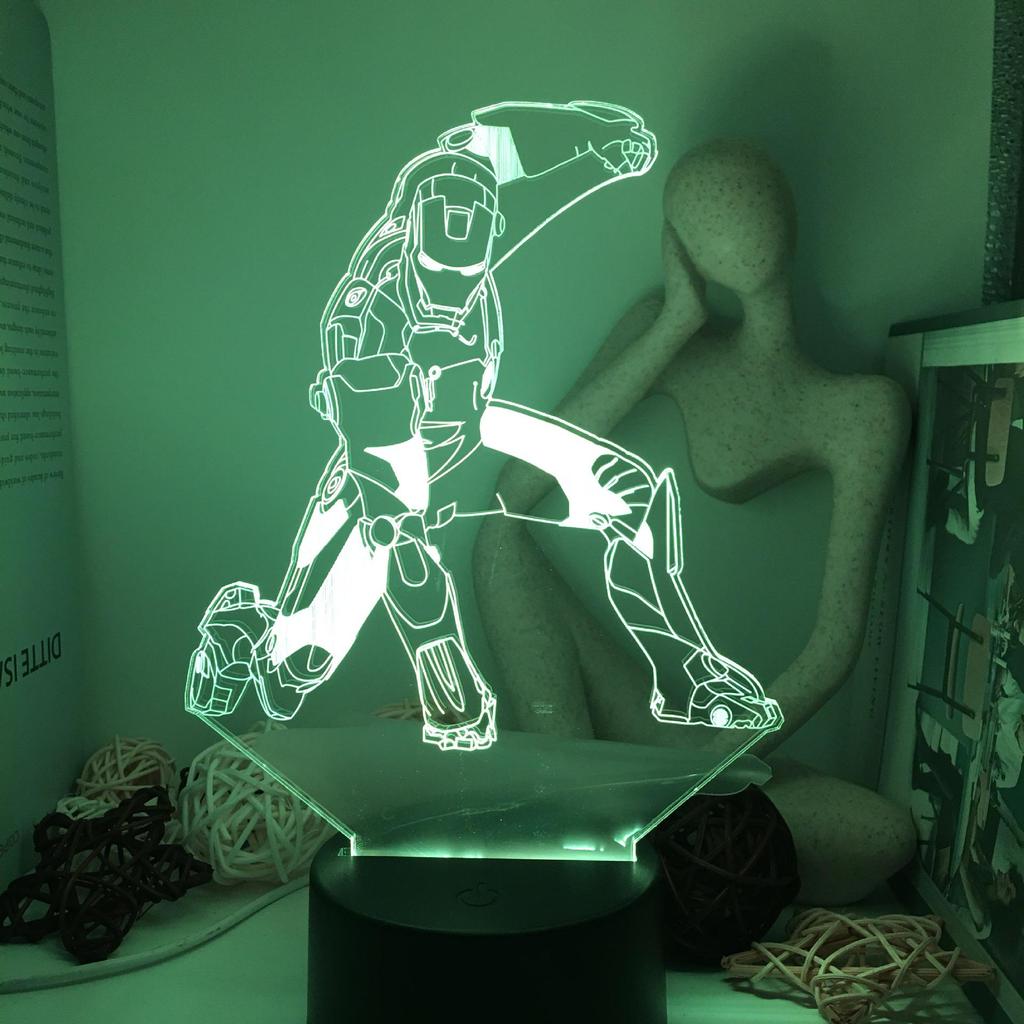 3D Ночник LED Мстители Железный Человек и Капитан Америка для детей