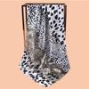 2025 High Quality Leopard Print Square Scarf Women's Imitation Silk Scarf Casual Versatile Decoration Small Neck Scarf 90CMx90CM