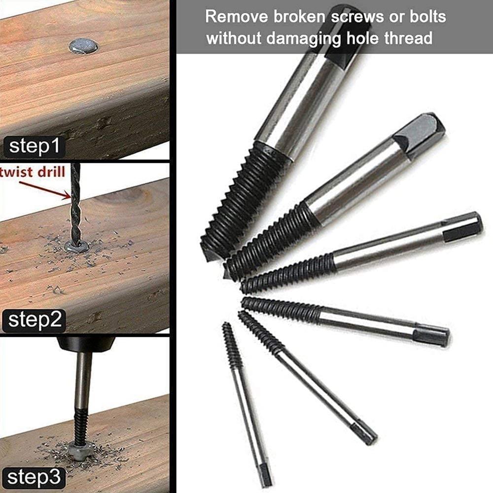 6 Pcs Steel Screw Extractor Spiral Groove Bolt Extractor Easy Screw Remover Home Repairs