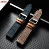Quick Release Weave Bracelet Vintage Genuine Leather Tweed Nylon Strap 18mm 20mm 22mm for Omega for Seiko Smartwatch Watch Band