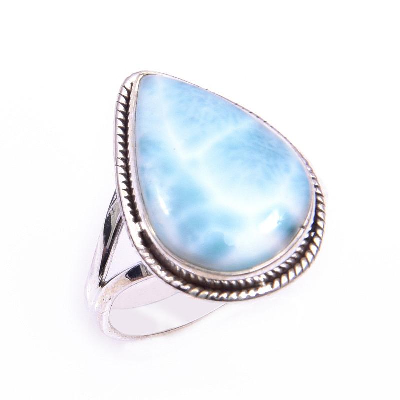 Кольцо из серебра 925 пробы с драгоценным камнем Natural Republic Larimar, размер 10, v7A43