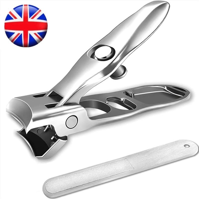Stainless Steel Nail Clippers Wide Jaw Opening Sharp Blade with Nail File