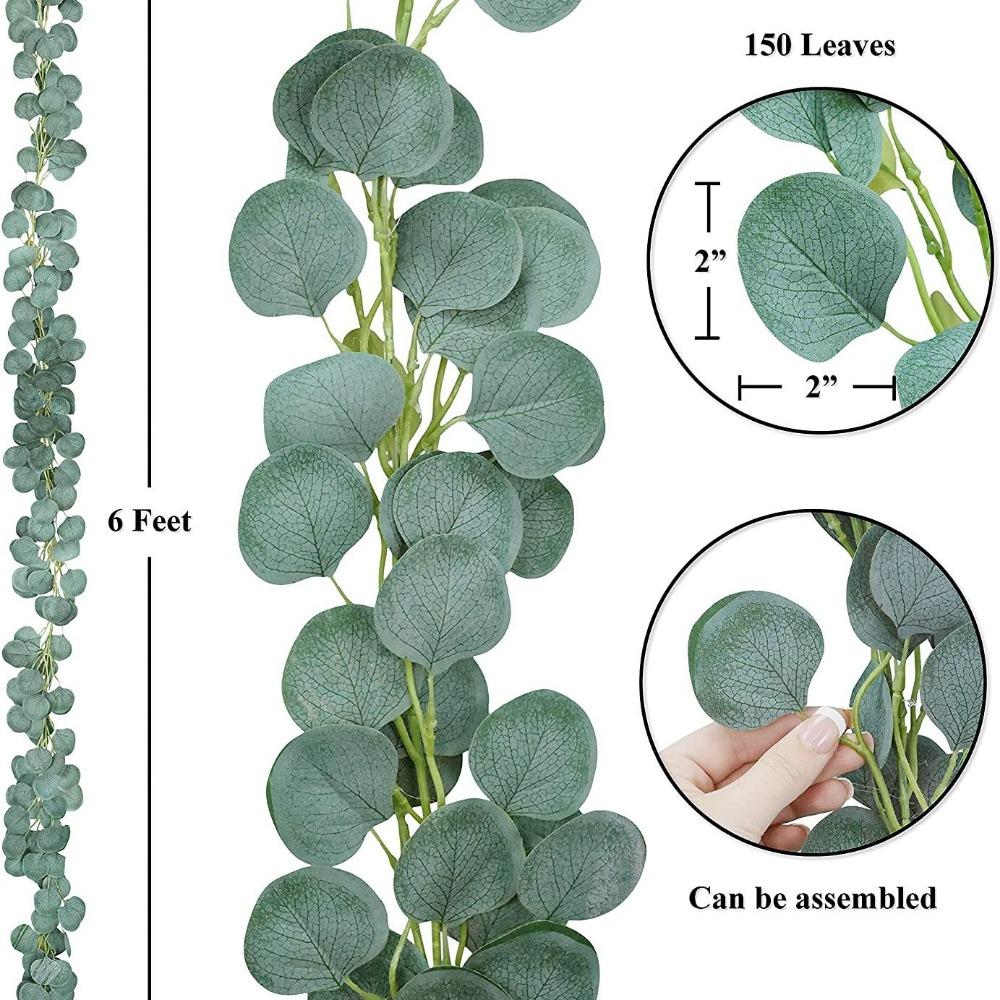 2/1pcArtificial Eucalyptus Garland Fake Ivy Vines Greenery Rattan Plants Wreath Faux Decor for Wall Room Garden Wedding Decor