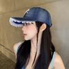 Бейсболка из денима с кружевом-бантом, летняя шляпа, женская солнцезащитная шляпа, регулируемая кепка с изогнутым козырьком