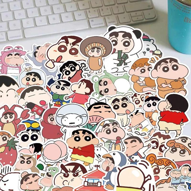 100 шт. Мультяшные Аниме Милые Наклейки Крейон Шин-чан Для Автомобиля Ноутбука Телефона Канцелярские Водонепроницаемые Декоративные Аниме Наклейки