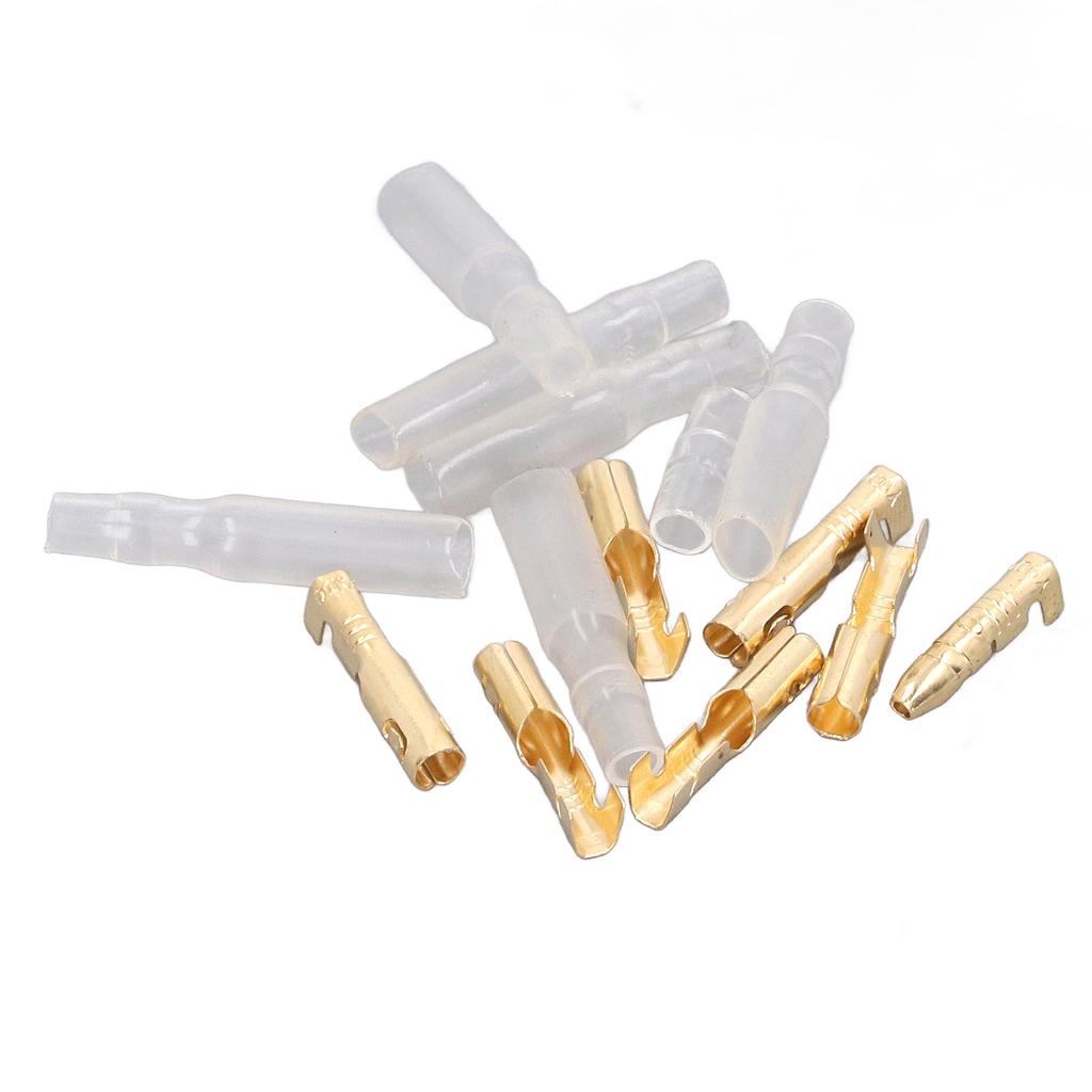 120Pcs Motorcycle Connector Kit Electrical Crimp Terminal Wiring Bare Male Female with Insulation Cover 3.5mm Gold