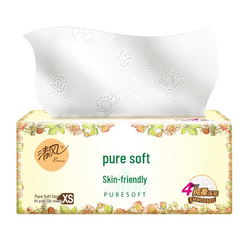 Qingfeng European Style Facial Tissue, Large 3-Ply, 100 Sheets, 24-Pack Household Napkins