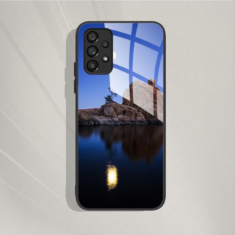 Чехол для Samsung Galaxy A72 Расписной Чехол-бампер из закаленного стекла для Samsung A72 A 72 5G A726B A725F Чехлы Силиконовый Бампер Coque