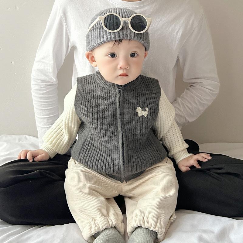 Baby Autumn And Winter New Knitted Vest Men'S And Women'S Sweater Vest Baby Warm Knitted Vest Tide