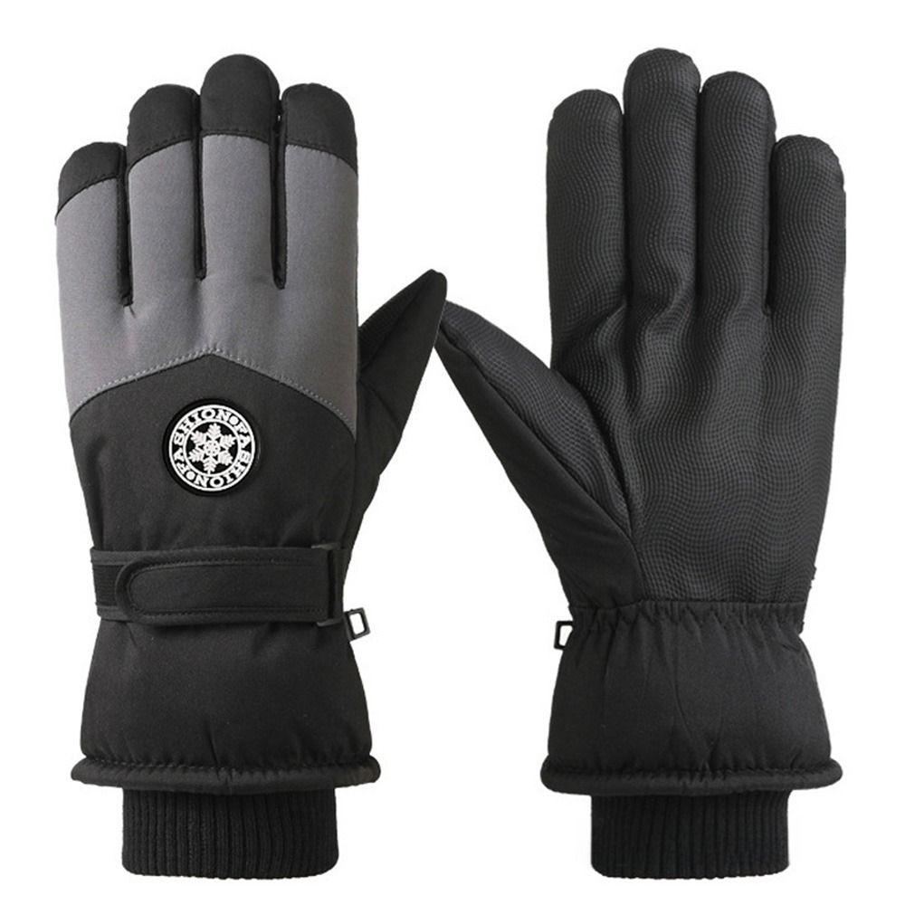 PU Leather Winter Cycling Gloves Fleece Lining Non-Slip Gloves Waterproof Gloves For Women Man