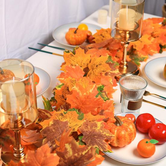 6,5-футовая осенняя гирлянда из кленовых листьев, искусственные осенние листья, подвесное украшение из лозы, реалистичный декор из листвы на День благодарения для дома, свадьбы, сада, офиса