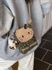 Korean Leopard Print Suede Mini Crossbody Bag - Cute Cat Flap Shoulder Bag for Women