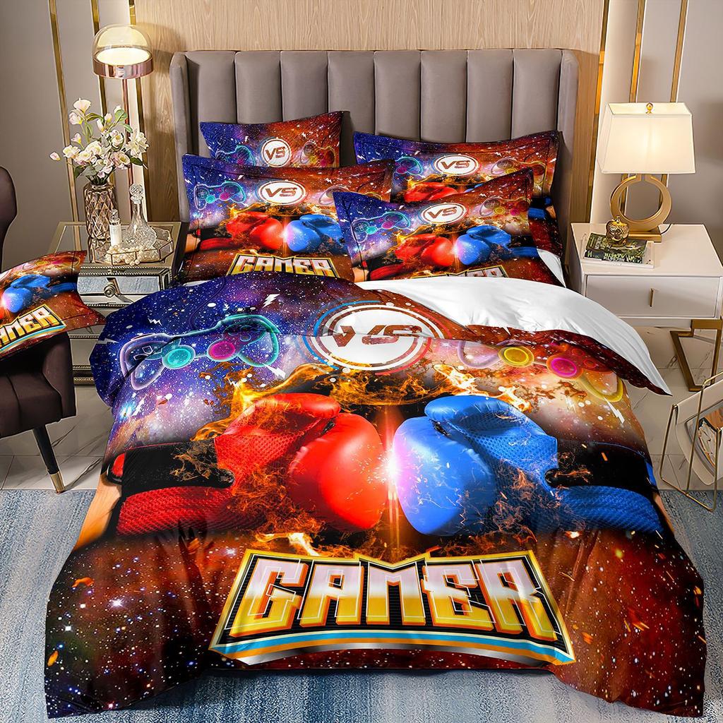 3D Gamepad Bedding Set Microfiber Quilt Cover Three-Piece Set