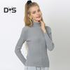 Women Tops High Collar Long Sleeve Slim Fit Elastic Knitting Tops Solid Color Pullover Tops Daily Wear
