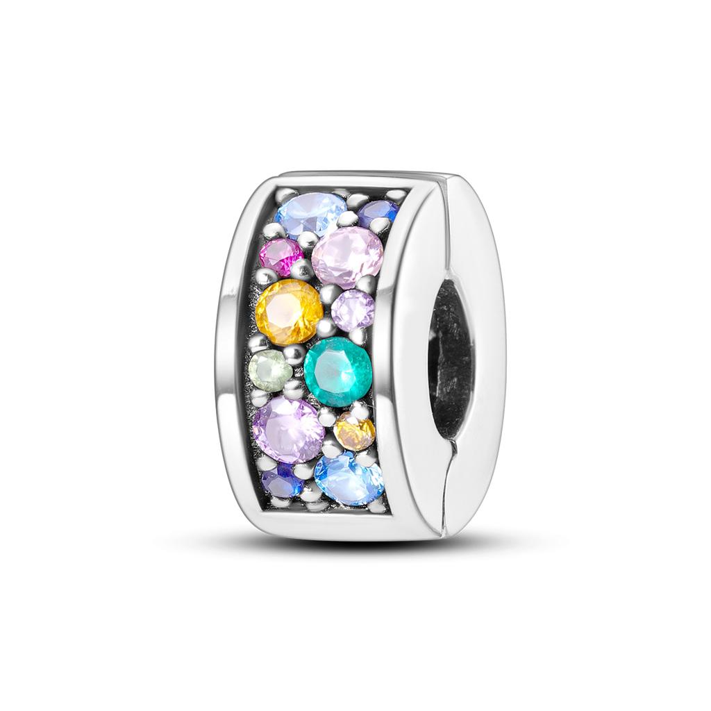 Charms Fit Original Beads Copper Clip Charms Zircon Silicone Spacer Beads Fit Bracelet Women Diy Gift