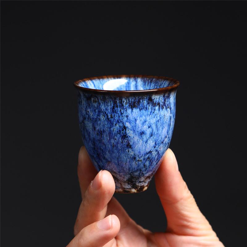 Ceramic Small Teacup Kiln-Changed Ceramic Cup Kung Fu Tea Cup Coarse Pottery Small Capacity Teacup Tea Cup Retro Master Cup