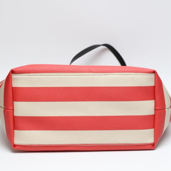 Kate Spade Пограничная морская сумка-тоут Сумка на руку ПВХ Красный x бежевый Б/у