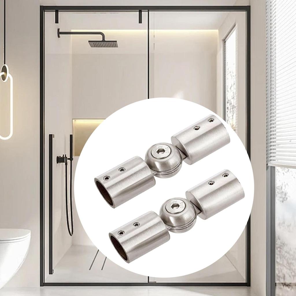 2Pcs Rod Corner Connector Hinged Elbow Connector Shower Room for Bay Window Curtain Rods Heavy Duty with Screws Adjustable