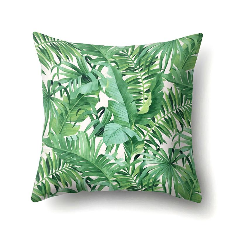 Polyester Pillow Case Nordic Ins Style Plant Flower Print Peach Leather Velvet Cushion Cover Car Waist Cushion Cover