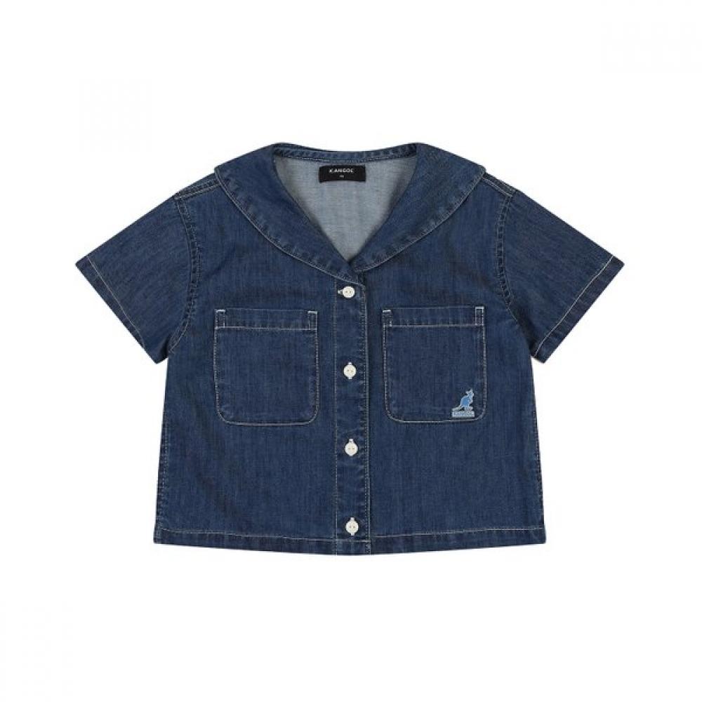 Kangol Kids Denim Blouse Sailor Collar Dark Blue Sb 2113