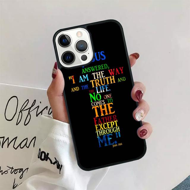 Христианский Иисус Крест Черный Пластиковый Чехол для Телефона Для iPhone 17 Air 16 15 14 13 12 Pro Max 11 Pro Max Plus