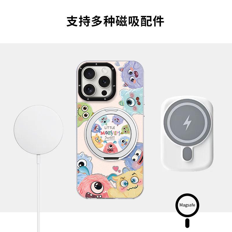 Магнитный держатель Color monster подходит для чехла для телефона Apple 15 fulcrum 17promax милый мультяшный 16 новые женские модели