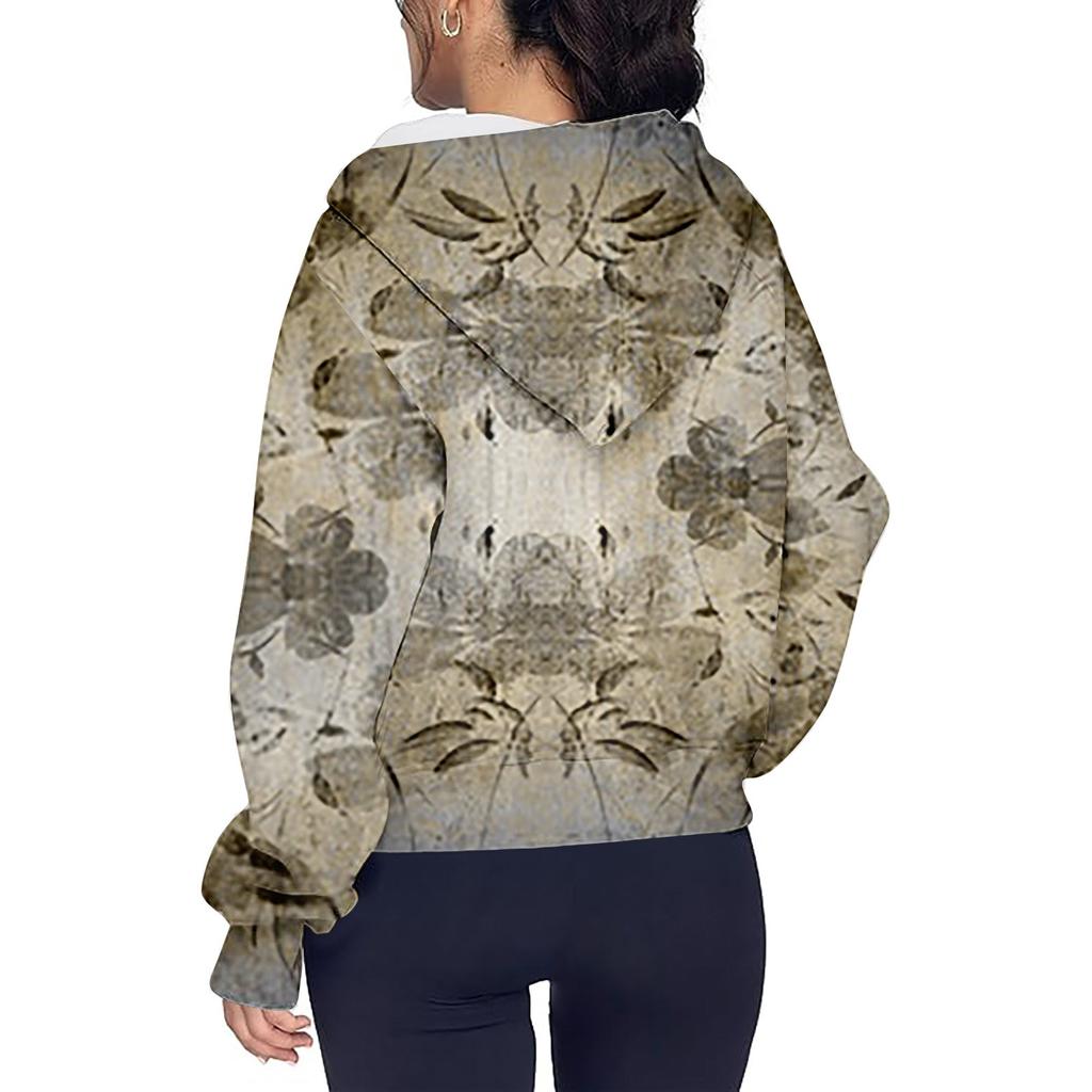 Women's Hoodies Long Sleeve Casual Full Zipper Sweatshirts Thumb Hole Sweatshirts Coat Jackets With Pockets