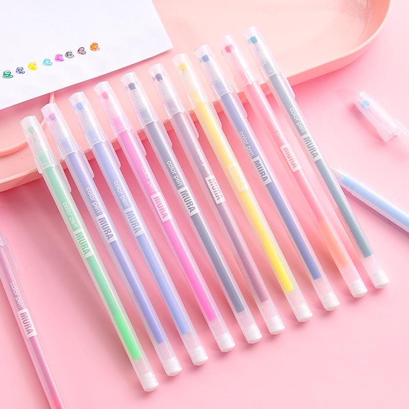 12pcs Color Gel Ink Pen Ballpoint 0.5mm Roller Ball Marker Liner Drawing Pens Office School D6127