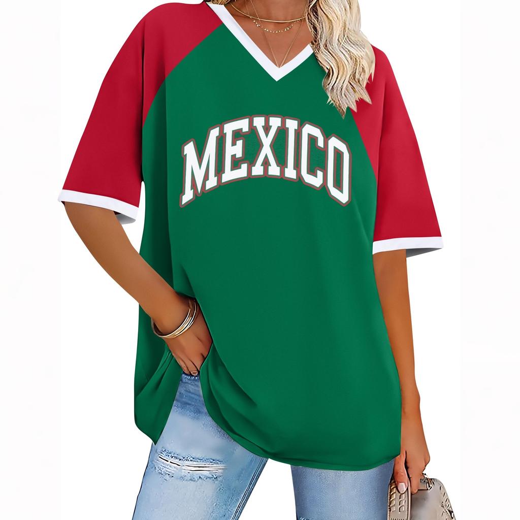 Women's Mexican Letter Print Short Sleeve T-Shirt, Casual Vacation Top