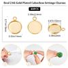 Beebeecraft 1 Box 40Pcs Flat Round Charm 24K Gold Plated Brass 12mm Blank Bezel Tray Charms Cabochon Settings with Loop for Jewelry Making