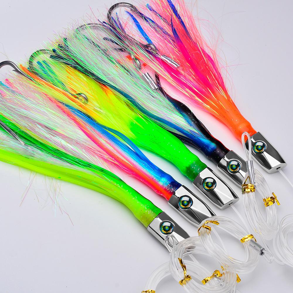 8.7-inch Drag Fishing Route Sub Bait 22cm 85g Metal Head Seal Fish Bait Squid Whisker Soft Bait Biomimetic Fake Bait for Sea Fishing