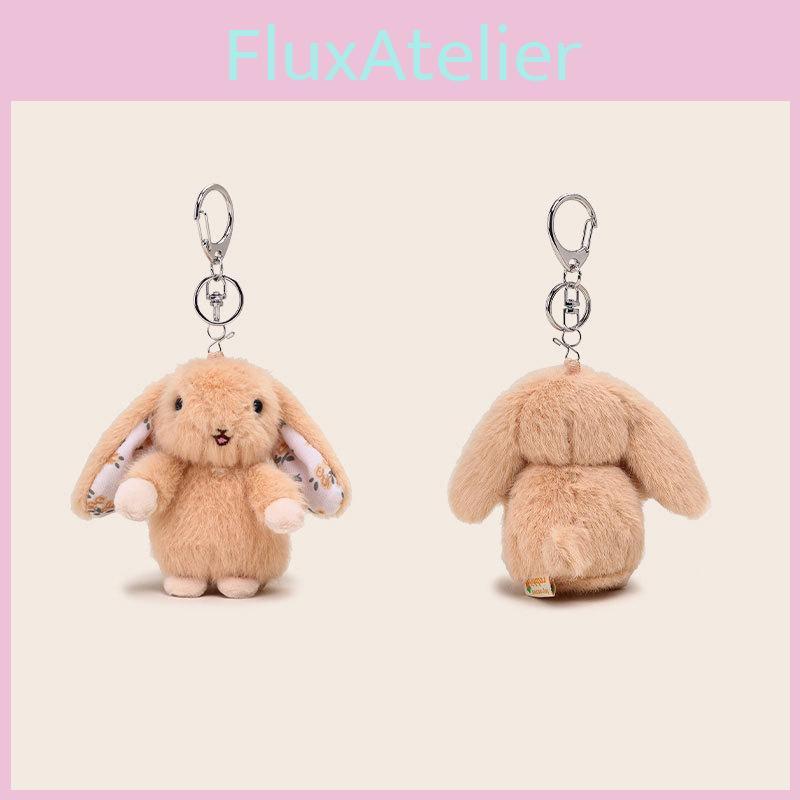 Rustic Hanging Ear Rabbit Plush Pendant With Broken Flowers Inside Ears For Gift