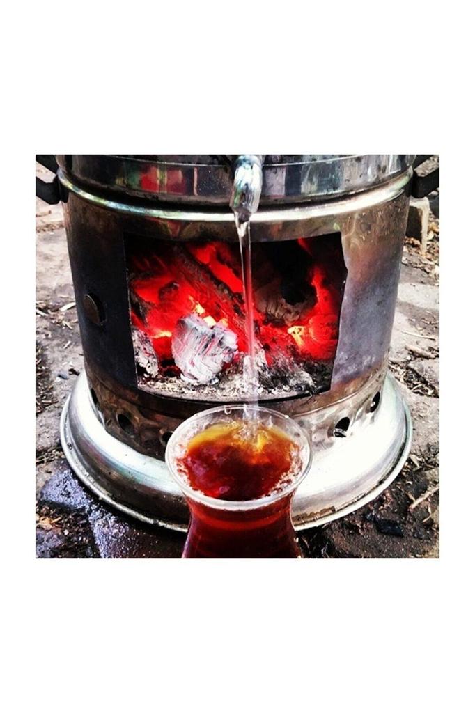 Stainless Steel Samovar Wood Burning Coal Stove Camping Kettle Tea Kettle & BBQ Multi Cooking
